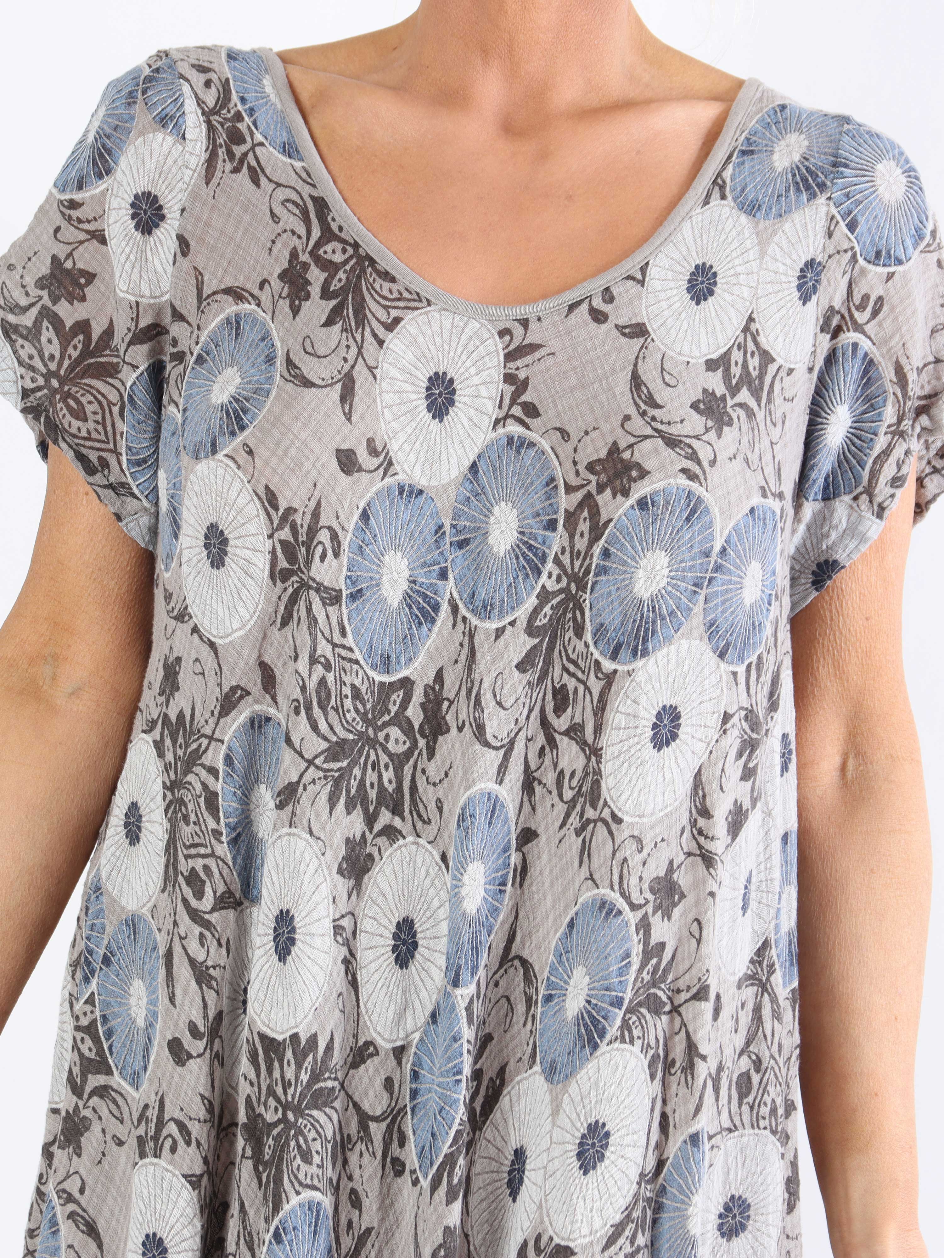 Delphine - Bomuldskjole i plussize med motiv